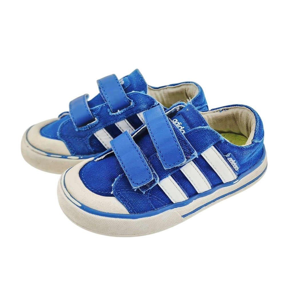 Adidas Neo Label Toddler Blue Canvas Hook and Loop Sneakers U45391 Size‎ 8K